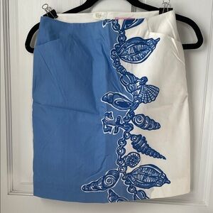 Lilly Pulitzer Blue and White Shell Skirt